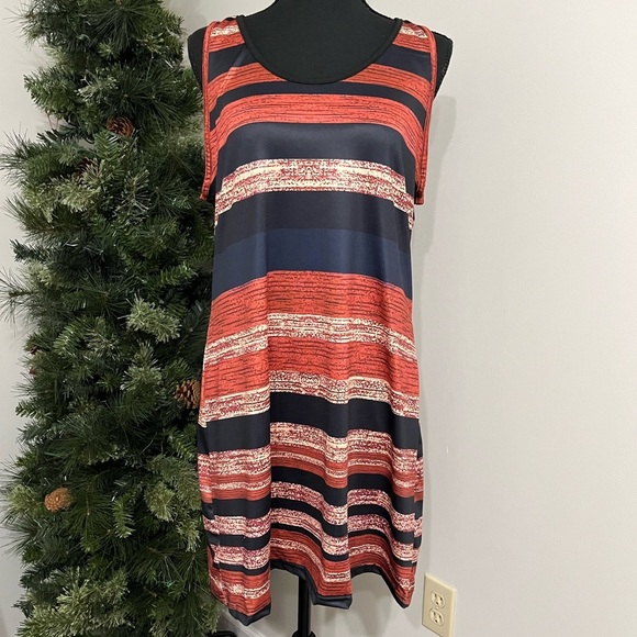 Striped Sleeveless Dress in multi-colored stripes XL - Picture 1 of 6